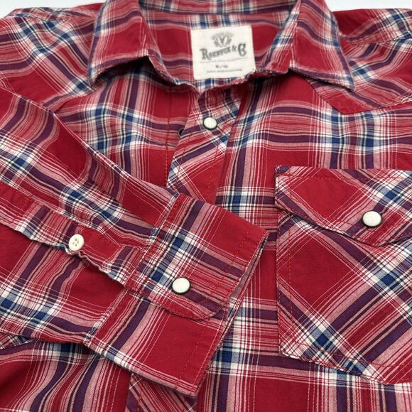 Other - Roebuck & Co Vintage Western-style Cowboy Red, W, & B with Pearl Snaps Large